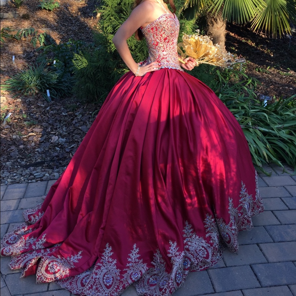 Hand Beaded Strapless Ball Gown